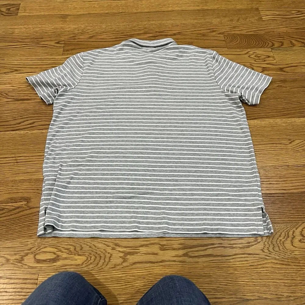 Polo Ralph Lauren Shirt‎ Mens Size XLGray Stripe Classic Fit Polo Pima Cotton